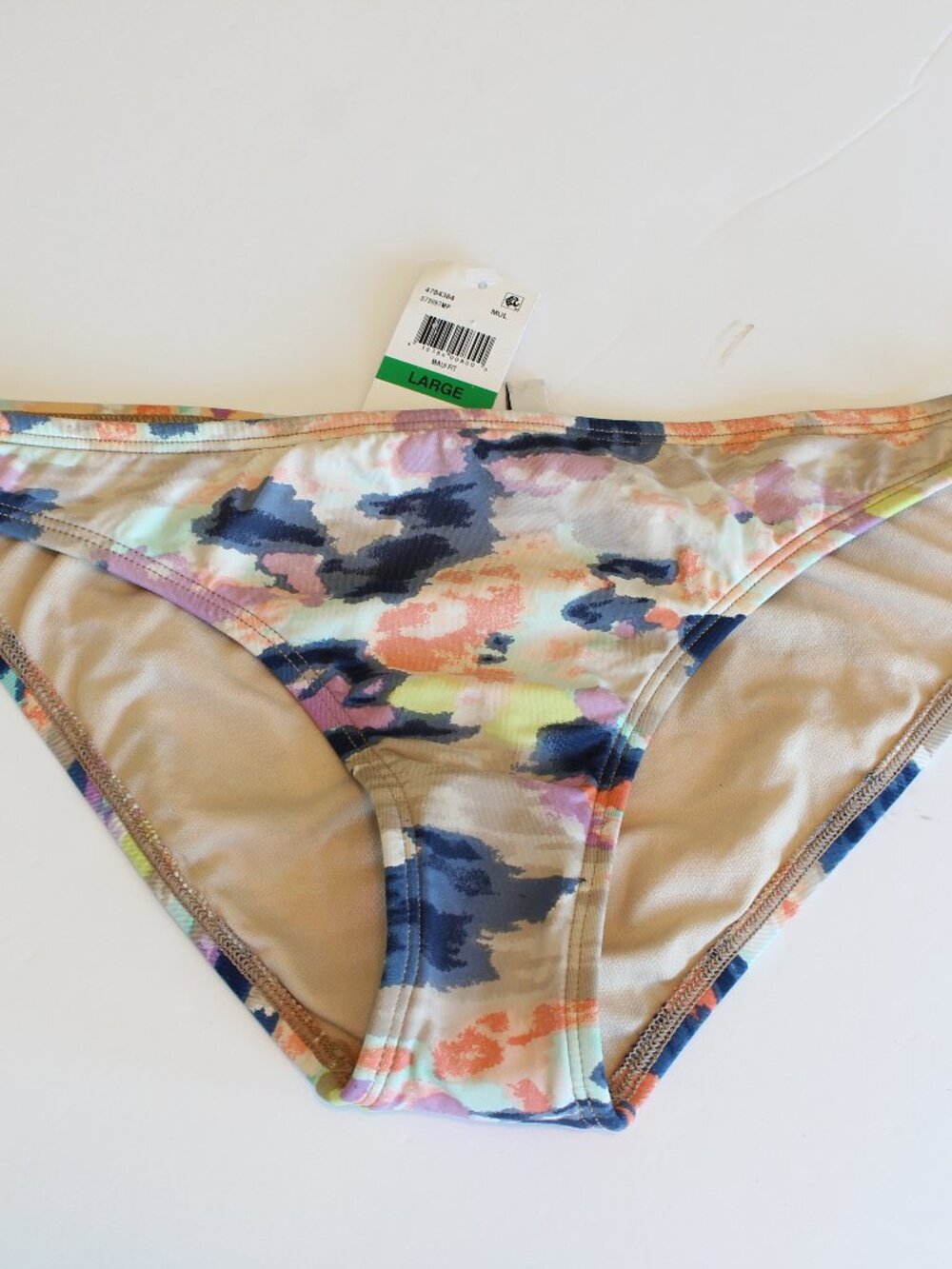 Bar III Bikini Swim Bottom Blue Floral Abstract Large NWT